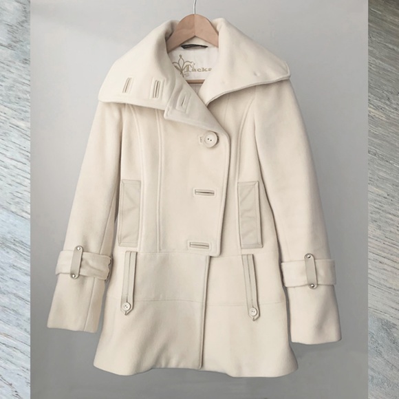 Mackage | Wool Cashmere Peacoat Coat with Leather Trims - Picture 3 of 16
